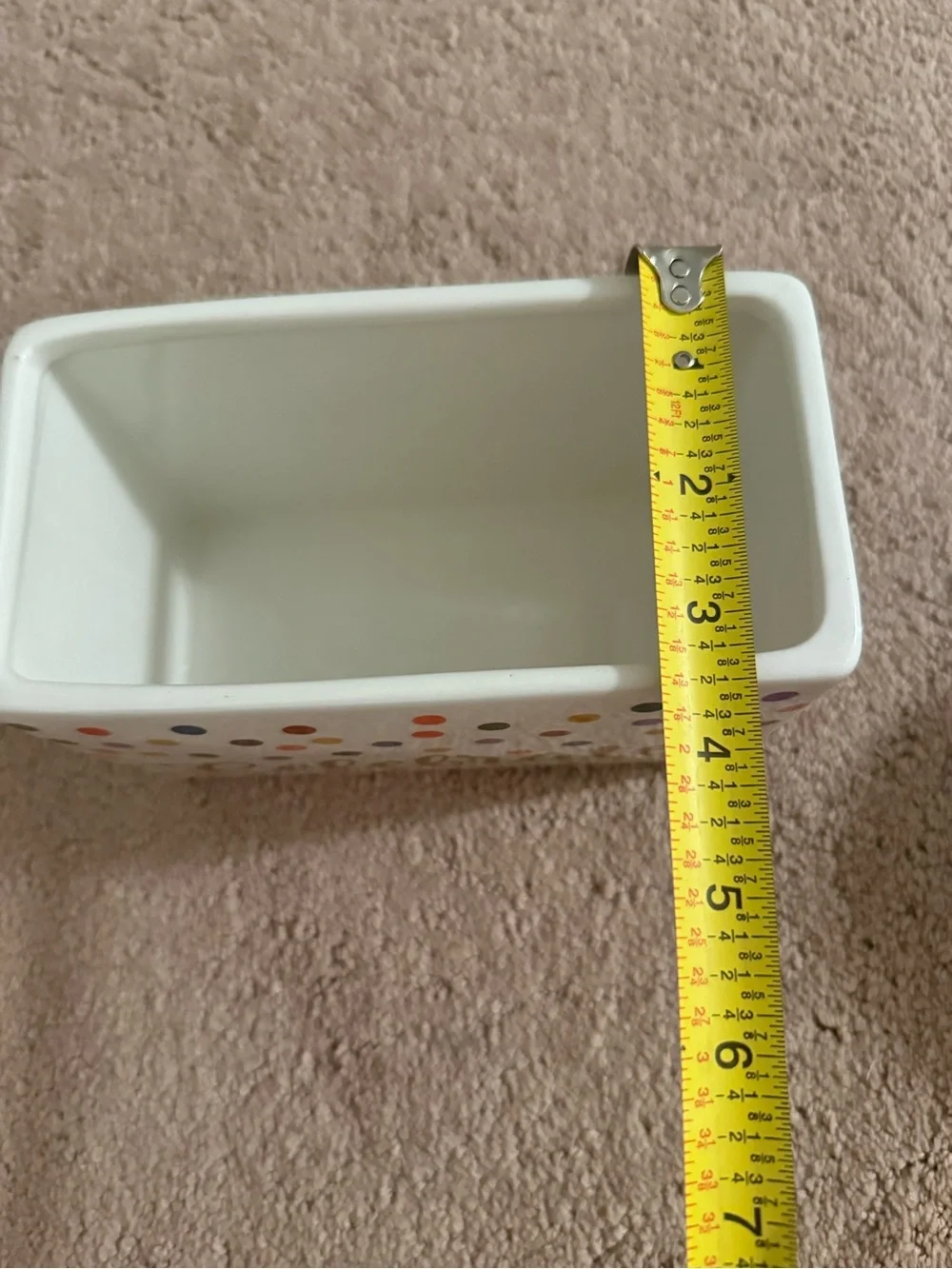 1800 Flowers | Celebrate Ceramic Polka Dot Planter - White with Multicolor Dots